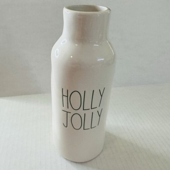 Rae Dunn Other - Rae Dunn Holly Jolly Christmas Bottle Vase Ceramic Magenta 195 Artisan Collect